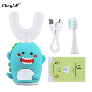 Bàn chải đánh răng điện siêu âm ckeyin cho trẻ em hình chữ U Sonic tự động răng bàn chải Silicone bàn chải đánh răng trẻ em ánh sáng màu xanh