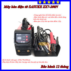 Máy Hàn Điện Tử Inverter SASUKE ZX7-200N - Công Nghệ Hàn Biến Tần IGBT inverter - Hàn Que 1.6-3.2 ly - Đầy Đủ Phụ Kiện - Bảo Hành 12 Tháng