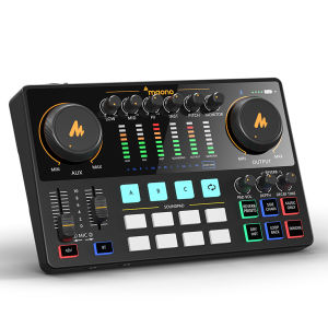MAONO AME2 Audio Interface MaonoCaster 10-Channel Podcast mixer with Pro-preamp 48V Phantom Power Bluetooth 11 Customize sound pads for Recording Streaming Youtube TikTok PC Guitar (AME2)