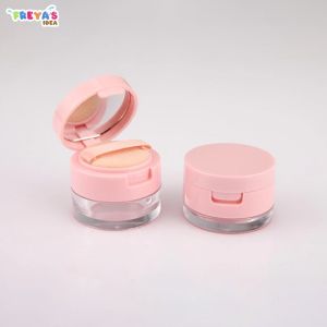 FR-K195 Tempat Bedak Tabur Puff dengan Cermin Loose Powder Case Free Sponge Mini / Wadah Bedak Tabur