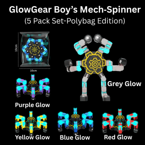 [SG STOCK] GlowGear 5‑Pack Transformable Fidget Spinners – Glow-in-the-Dark Face-Flip & Mech Style Stress Relief Toy
