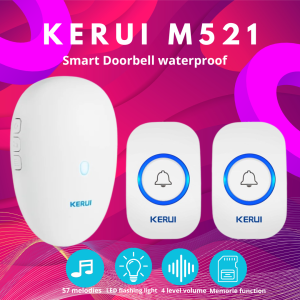 Bel Rumah Kantor Multi Tone KERUI M521 Wireless Bel Pintu Doorbell 2 Transmitter F50