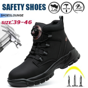 TOMITANY High Top Safety Shoes Shoes for Men Lightweight Steel Toe Shoes Anti-smashing Steel Heel Work Shoes Summer Comfort Worker Walking Shoes Round Toe Footwear for Boy Fall Outfits Fall Freshness 2025 Fall Shoes,Tidak licin Kasut keselamatan