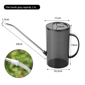 1.5L Thick-Plastic Garden Watering Pot Stainless Steel Long-Mouth Large-Capacity Watering Can