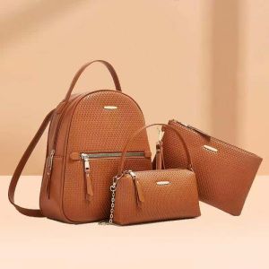 CJH BAG#136 PU LEATHER MATERIAL 3N1 14 INCHES  SCHOOL BAGPACK  WITH ADJUSTABLE STRAP  FOR WOMEN
