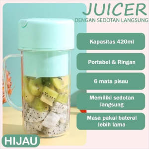 CRUSHER JUICER MINI BLENDER PORTABEL GELAS+SEDOTAN MULTIFUNGSI