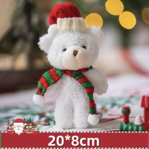 Mini Christmas Teddy Bear Plush Toy Set Hat Scarf Tree Decor Cake Topper Bouquet Gift