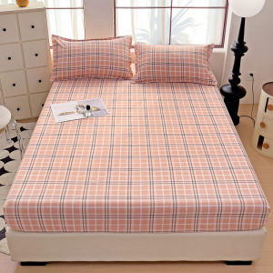 1 Pc Fitted Sheet Simple Plaid Mattress Protector Fitted Sheets Single/Super Single/Queen/King/Super King Sheets Pillowcases