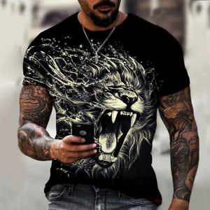 Lion King 3D Printed Men T-Shirt Summer Casual Tees Shirts Animal Tops Black Harajuku Short Sleeve Hip Hop Oversized Streetwear h260527