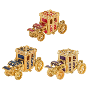 Ornamental Enamel Carriage Chest With Detailed Engraving Vintage Home Decoration Accent