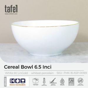 INDO KERAMIK Mangkok Cereal Bowl Bulat Lis emas HORECA 16 cm