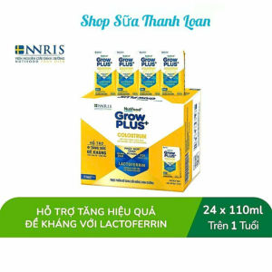(HSD T4-2026) Thùng 24 Hộp Sữa Bột Pha Sẵn Nutifood Sweden GrowPLUS+ Colostrum Lactoferrin 110ml.