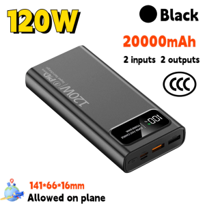 🔥CCC🔥 120W Power Bank 100000mAh Fast Charging Powerbank Portable Charger Built-in Cables External Battery Pack For Phone