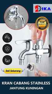KRAN AIR CABANG 2 LUBANG / DOUBLE BABET JANTUNG KUNINGAN STAINLESS UNTUK HAND SHOWER / JET BIDET