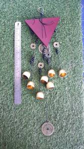 กระดิ่งลม 7 กระดิ่ง แป้นไม้สามเหลี่ยม ประดับบ้าน เสริมฮวงจุ้ย เสียงดังกังวาน ไพเราะ