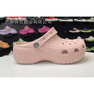 Crocs Cloud-style mid-thick-soled clogs with a wedge heel lightweight mid-thick heel non-slip sole summer beach sandals with logo