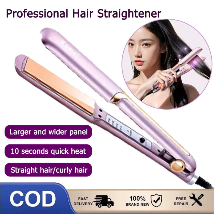 Kemei 2 in 1 Curly Professional Wide Plates Hair Straightener Hair