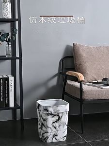 Keranixy Wood-Grain Wastebasket Large Square Bin Living Room Toilet Creative Decorative Paper Basket Tong