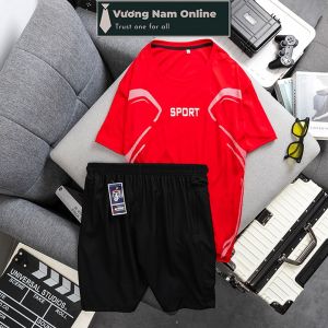 Bộ quần áo thể thao nam mùa hè mặc nhà chất thun lạnh áo sơn logo SPORT ngắn tay cổ tròn VNO100