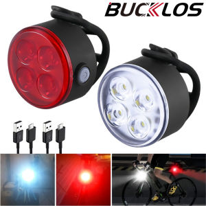 BUCKLOS Waterproof MTB Light for Bike USB Rechargeable LED Bike Lamp Mountain Bike Front and Back Flashlight Headlight Taillight Cycling Accessories