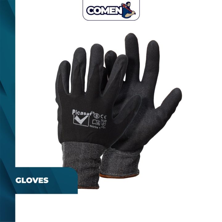 PICASAF Nylon Spandex Nitrile Glove 8/L PCNSGSB Oil Chemical