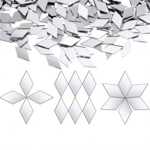 MAGIC WAND FOREBODE75DE7 200PCS Multi Shape DIY Craft Mirror Stickers Round Square Triangle Acrylic Mirror Tiles Decals Creative DIY Accessories Mirror Wall Art Stickers Home Decoration