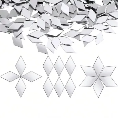【COD&Fast Delivery】200PCS Acrylic DIY Craft Mirror Stickers Round Square Triangle Multi Shape Mirror Tiles Decals Creative Adhesive Backing Mirror Wall Art Stickers Home Decoration