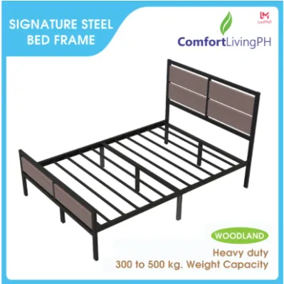 Comfort Living Woodland Series 9.5 inch High Steel Bedframe with Headboard Heavy-Duty 300-500kg Capacity