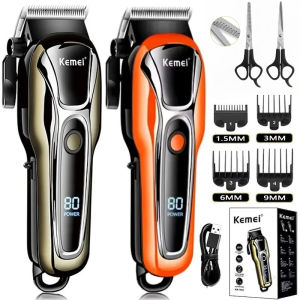 Kemei PG1990 มืออาชีพตัดผมตัดผมตัดผมไฟฟ้า USB ชาร์จได้ตัดผมสำหรับผู้ชายจอแสดงผล LCD เครื่องตัดผม