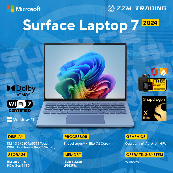 Microsoft Surface Laptop 7 Snapdragon X Elite 13.8" 2.3K 120Hz 100sRGB
