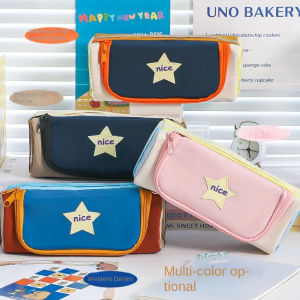 THREADJOY Square Korean Star Pencil Bag  Storage Multiple Pockets Layers Large Capacity Pencil Bag Multifunctional Candy Color Stationery Storage Bag Stationery Holder