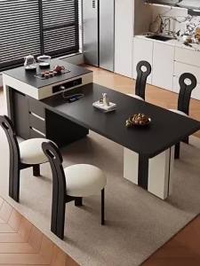 Dining Table Set Kitchen Island Extendable Dining Tables and Chairs Set Light Luxury Retractable Sintered Stone