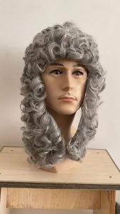 Lawyer gray judge hat American gentlemans ball party wig festive accessories European and American courtroom judge wig