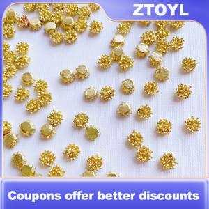 【ZTOYL】 Số Lượng Lớn 10Pcs 7Mm Vàng Hoa Nhị Hợp Kim Flatback Tôn Tạo Tự Làm Bông Tai Bộ Phận Phát Hiện Đồ Trang Sức Phụ Kiện