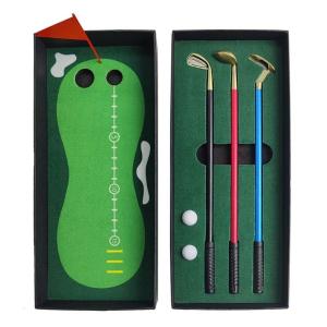 Golf Pen Set Desk Sports Game Mini Desktop Golf Ball Pen Golf Gift for Office Colleagues Desk Part