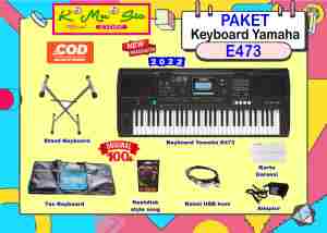 Promo Paket original Keyboard Yamaha E473 E 473 E-473 include stand tas flashdisk style song