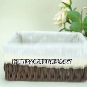 JIJI.SG Elska Hand-Woven Rattan Storage Basket Floral Beige SG