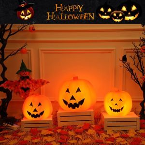 LSMSMAVDS Luminous Halloween Jack-O-Lantern Glowing LED Light Pumpkin Lantern Portable Flashing Pumpkin Lamp Halloween Decoration