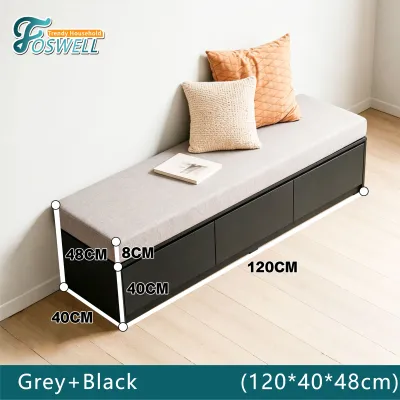 FOSWELL Storage Sofa Upholstered Stool Sofa With Drawer Wooden Sofa Bedroom Furniture