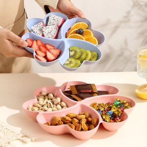 1PC Multi-Grid Heart-shaped Fruit Plate Candy Dried Plate for Family Party Snacks Nuts Bowl Container Household Plate