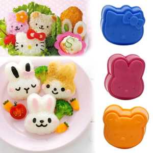 Cetakan Nasi Bento Karakter Set 3in1 Warna / Cetakan Sushi