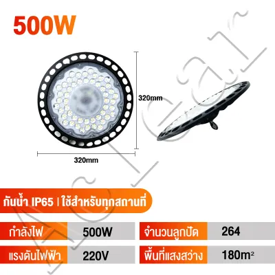 ไฟสปอร์ตไลท์ โคมไฟระย้า โคมไฟอุตสาหกรรม สปอร์ตไลท์ไฟ220v LED ไฟไฮเบย์ UFO แสงขาว300W/400W/500W ใช้ในโกดัง ลานจอดรถ ในบริษัท สนามกีฬาและพื้นกลางแจ