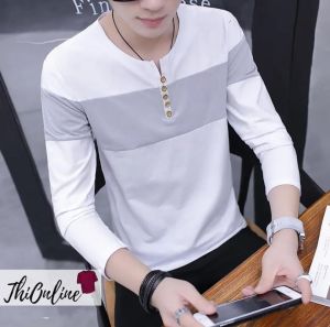 thionline Kaos Pria Dewasa Lengan Panjang Dan Lengan 3/4 Polos Bahan Cotton Combet Model Keren Terbaru