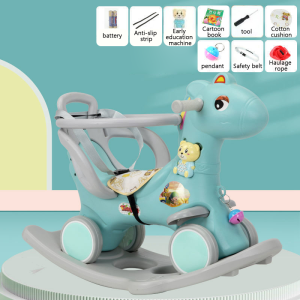 Rocking horse Childrens rocking horse and slide trojans 0 to 3 years old baby bring push the music light hand push childrens pony