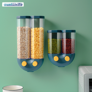 JustLiving U-shaped Grain Storage Tank Plastic Wall Mounted Kitchen Food Storage Boxes Household Food Sealed Jars