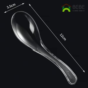 ช้อนพลาสติก 50 ชิ้น ขอบโค้งมน วัสดุพีพีเกรดอาหาร มีความแข็งมากขึ้น ช้อนพลาสติกใช้แล้วทิ้ง ช้อนสั้น ช้อนสั้นใส ไม่บาดปาก