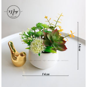 Cây giảChậu Sen Đá giả Mix để bàn trang trí chậu sứ
