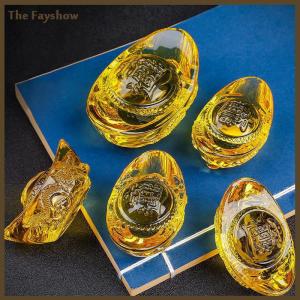 [The Fayshow] จีนสไตล์ Citrine Ingot ทองคริสตัลแก้วสีเคลือบความมั่งคั่งเงินหัตถกรรม