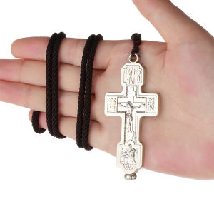 Holy Russian Eastern Orthodox Cross Necklace Virgin Mary Hold Jesus Pendant Necklace Rope Chain Women Men Prayer Jewelry