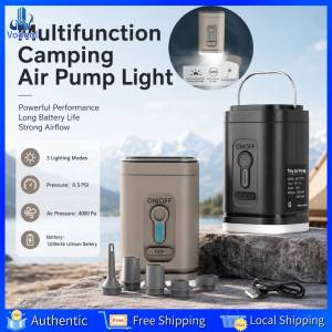 [Vodool Home Mall] Camping Light Portable Air Compressor 1200mAh Handheld Air Compressor 100LM Outdoor Inflatable Pump 4000Pa USB Rechargeable 3 Lighting Modes for Inflatable Cushions Air Beds Swimming Ring